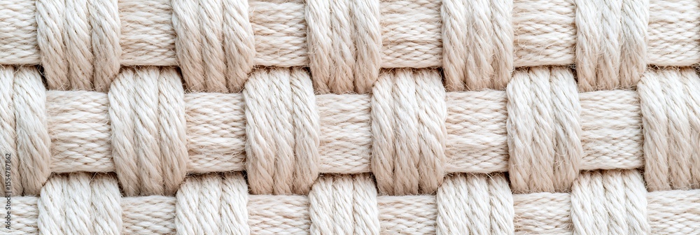 Poster close-up image of a woven beige rope pattern with interlaced strands creating a textured and sturdy 
