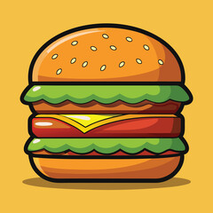 Juicy Double Cheeseburger Illustration Delicious Fast Food Graphic Design