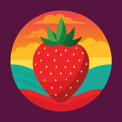 Vibrant Strawberry Sunset A Delightful Summer Fruit Illustration