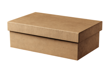 Shoe box closed with lid flat cardboard texture branding-ready design isolated on transparent background 