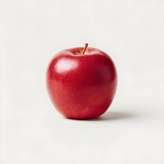 Fresh Red Apple on White Background with Natural Lighting and Minimalist Style
