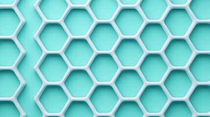 A close-up of a blue honeycomb pattern with a 3D effect, featuring hexagonal cells and a gradient shading.