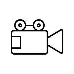 Solid black vector icon of a video camera, symbolizing filming, video recording, and media production. Clean, bold design on a transparent background