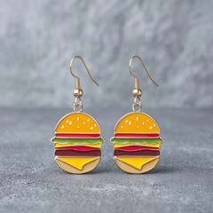 Hamburger charm drop earrings