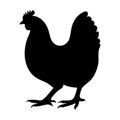 Chicken silhouette or hen silhouette standing side view 1