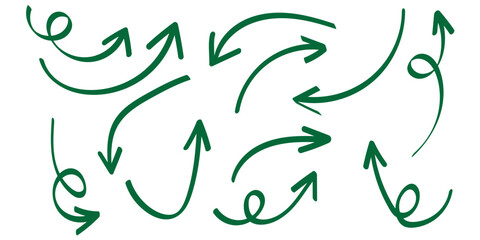 Set of Hand drawn vector arrows doodle on white background. design element vector illustration.