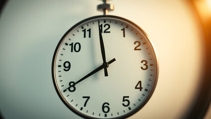 Minimalist wall clock with bold black numerals, symbolizing time management, productivity, punctuality, and classic interior design