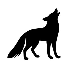 Fox silhouette howling side view