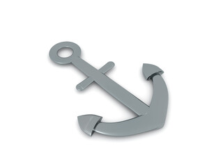 3D Rendering of a silver anchor