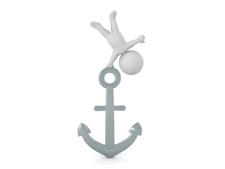 3D Character doing a handstand on an anchor