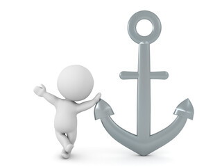 3D Character leaning on an anchor