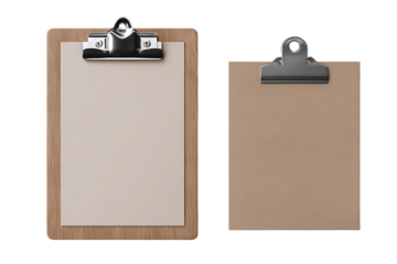 Clipboard with blank sheet office prop clean background separation isolated on transparent background 