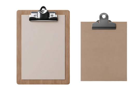 Clipboard with blank sheet office prop clean background separation isolated on transparent background 