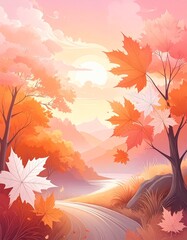 秋の雰囲気を感じる パステルオレンジからピンクへのグラデーション