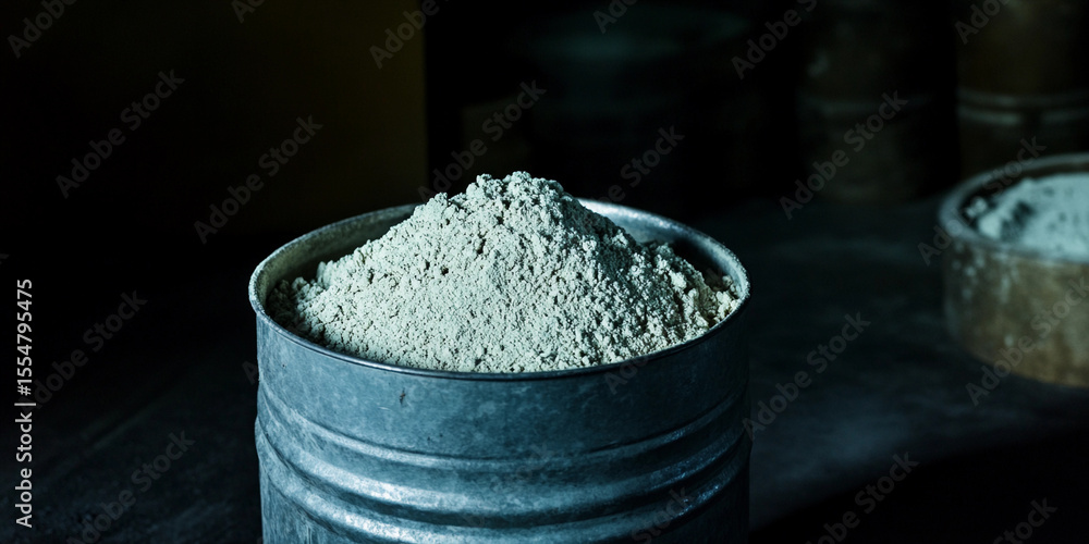 Poster Uranium powder displayed in storage container under dim light Generative AI
