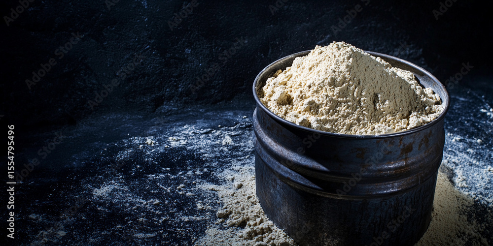 Aufkleber Uranium powder displayed in container on a dark surface Generative AI