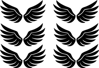   Angel Wings Vector Set – 9 Minimal Line Art Pairs in Grid Layoutset of wings