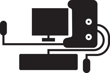 High Quality Vector Illustration of Modern Desktop Computer Setup, Monitor, CPU and Keyboard for Office, Home and Educational Use, Essential Digital Technology for Productivity"

