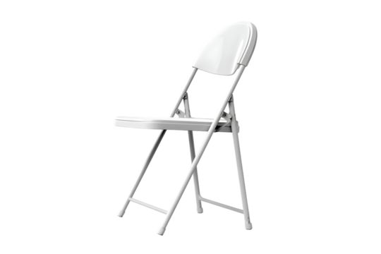 Folding chair minimal profile side view home or event object isolated on transparent background 