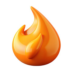 3D Stylized Fire Flame Icon isolated on transparent background Remove png