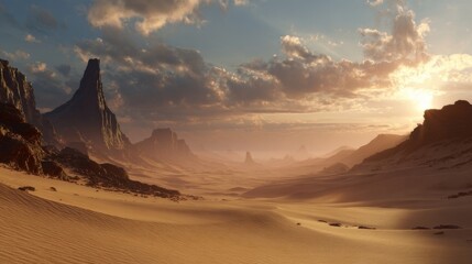 Naklejka premium sunset in the mountains