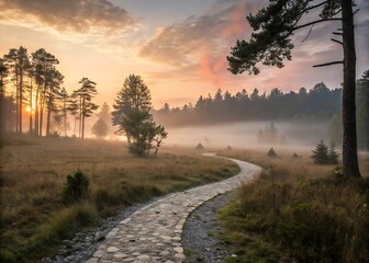 sunrise in the mountains,sky, landscape, road, sunset, nature, tree, sunrise, sun, trees, winter, grass, clouds, forest, field, summer, morning, meadow, cloud, mountains, rural, river, dawn, mountain,