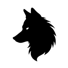 Naklejka premium Minimalist black silhouette of a wolf's head symbolizing wilderness and loyalty