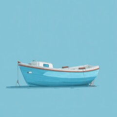 Fototapeta premium Light blue fishing boat illustration