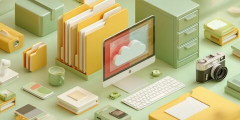 Naklejka premium 3d model of a computer