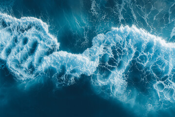 Aerial View of Ocean Waves and Sea Foam Patterns