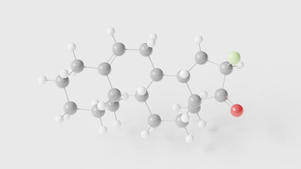 fluasterone molecule 3d, molecular structure, ball and stick model, structural chemical formula g6pd inhibitor