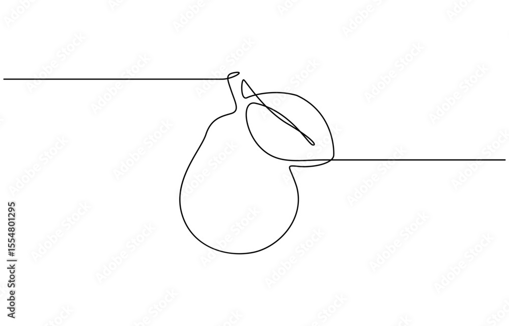 Poster pear drawing drawn with one continuous line, pear in one line drawing art style. minimalist black li