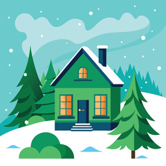 winter landscape with house