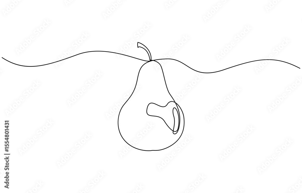 Poster pear drawing drawn with one continuous line, pear in one line drawing art style. minimalist black li