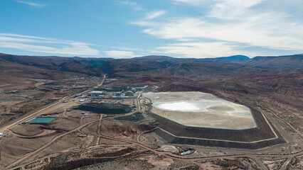 Aerial view of open-pit silver mining in Jujuy, Argentina.