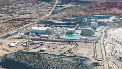 Aerial view of open-pit silver mining in Jujuy, Argentina.