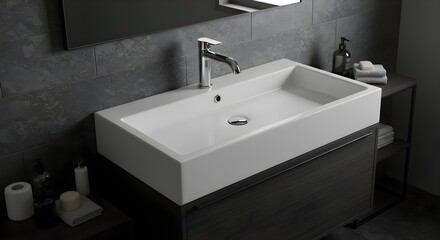 Bathroom sink, Modern sink, Contemporary sink, Modern Bathroom Sink with Dark Wood Vanity
