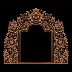 Balinese Carving with Garuda Face and Floral Ornaments