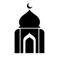 Obraz premium Simple Mosque Silhouette with Crescent Moon