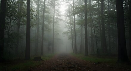 Obraz premium Forest, Path, Trees, Misty Forest Path