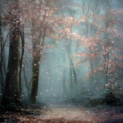 Misty forest path
