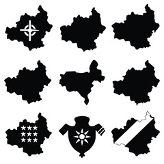 Black and White Brazil Map Set