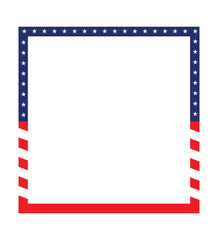 Fototapeta premium American flag square frame icon. fourth of july usa square border frame. independence day USA concept. usa square flag frame for banner, poster and badge design. vector illustration, transparent png