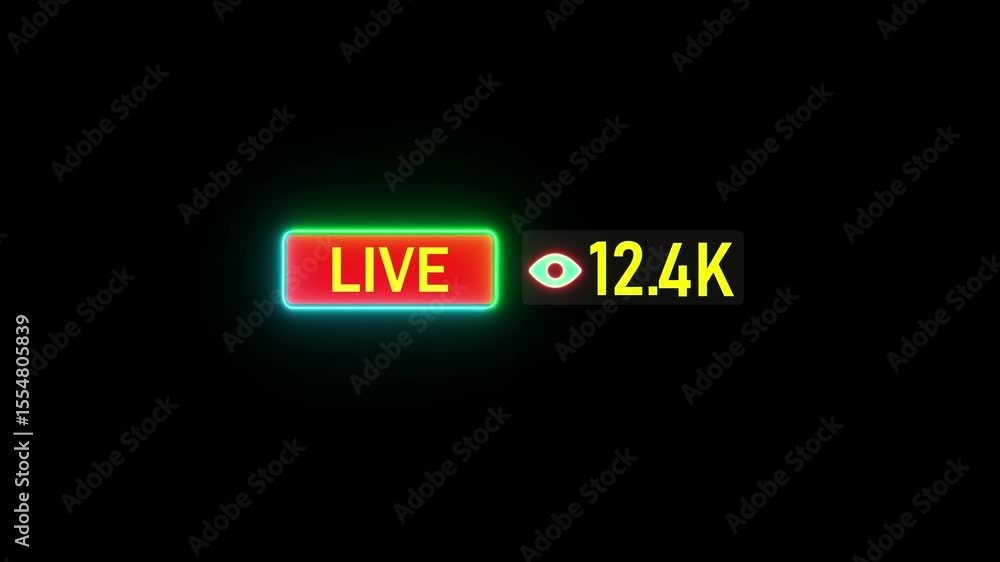 Poster live streaming display icon animation, social media live streaming icons animation on black backgrou