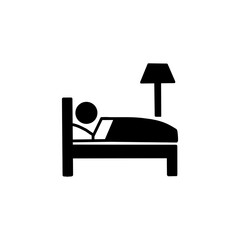 【Lifestyle Icons – Transport】Sleeping Person in Bed Icon – Rest, Sleep, Hotel Symbol・ベッドで眠る人のアイコン｜休憩・睡眠・ホテル案内向けピクトグラム