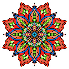 Flower Mandala. Vintage decorative elements. Oriental pattern, vector illustration. Islam, Arabic, Indian, Moroccan, Spain, Turkish, Pakistan, Chinese, mystic, ottoman motifs. Abstract floral 