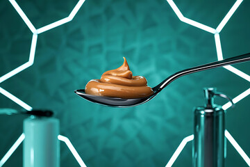Spoonful of Caramel Cream Rich, Creamy Texture Close-Up
