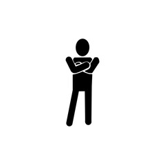 Person with Arms Crossed Icon – Confidence, Thinking, or Attitude Symbol・腕を組む人物のアイコン｜自信・思考・態度を表すピクトグラム