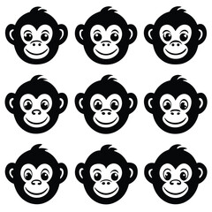 Black and White Monkey Face Set