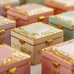 jewelry box with jewelry Pastel Intricate Designs Miniature Drawers with 